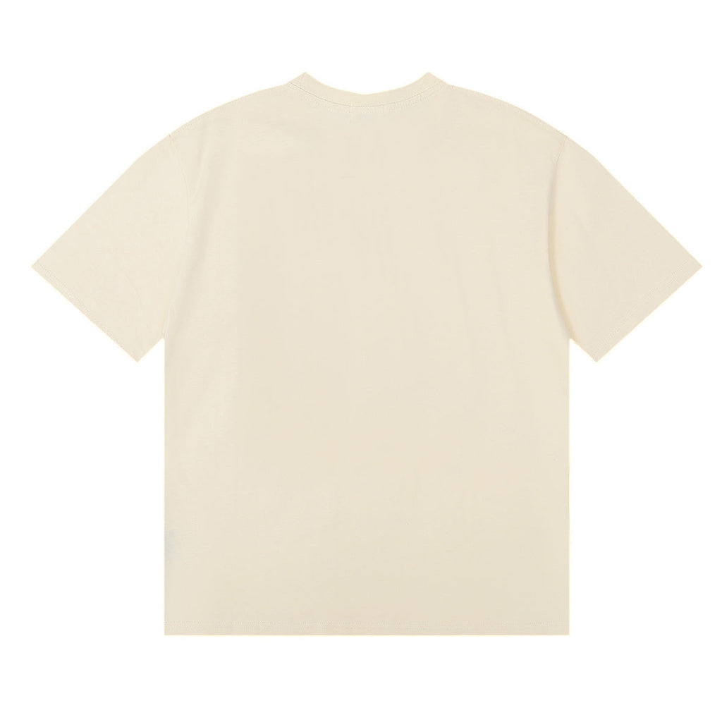 Rhude T-shirts Beach Coconut House Printed Cotton Casual Crew Neck Short Sleeve Men and Women