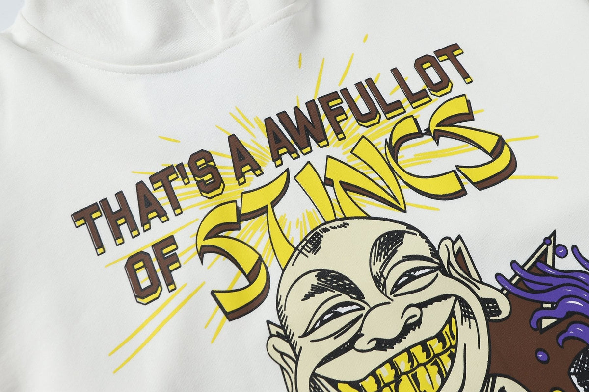 THAT'S A AWFUL LOT OF COUGH SYRUP Stings Character Graphic Hoodie ¡ª detail